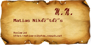 Matias Nikétás névjegykártya